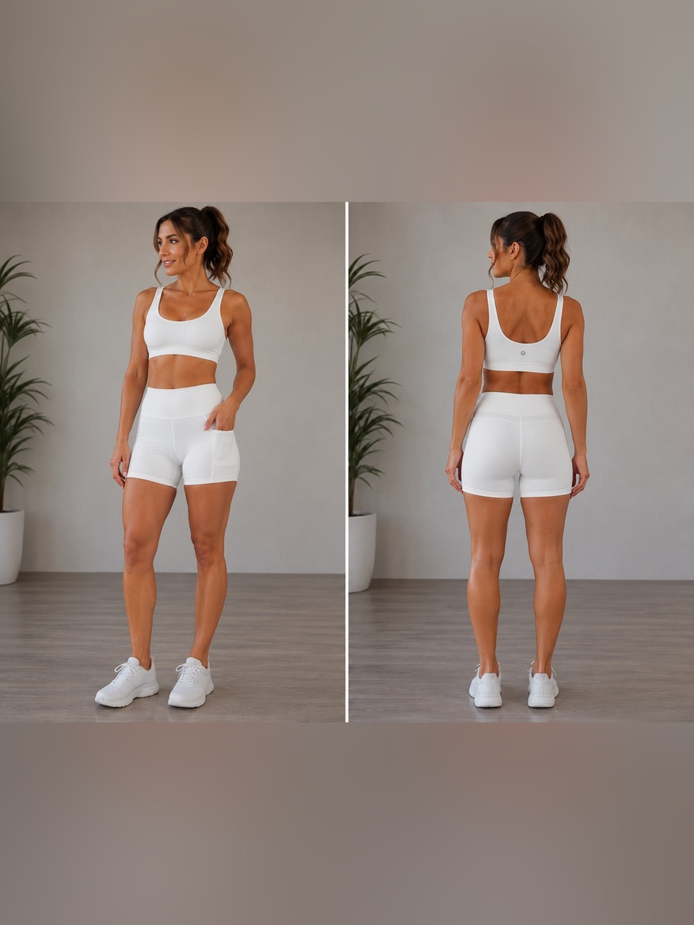 Athleta Interval Stash 5" Shorts Women's M White High Rise NWT